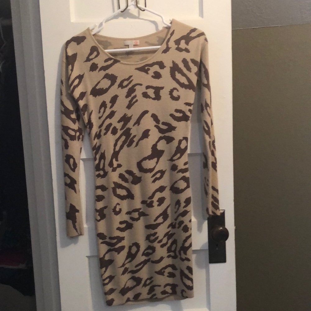 Animal print sweater dress.